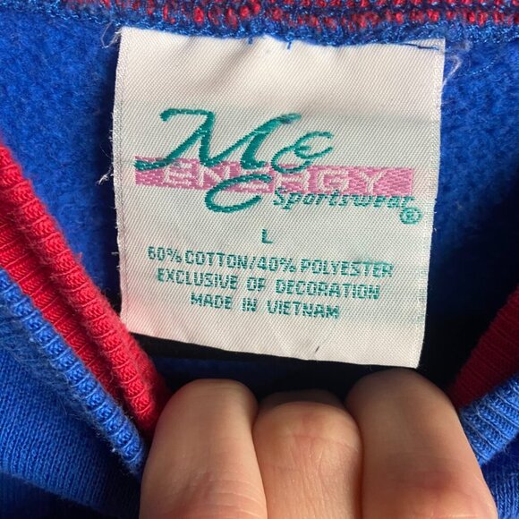 Vintage M&C Sportswear L Crew Neck Sweatshirt Embroidered Santa Blue Christmas - Picture 2 of 7